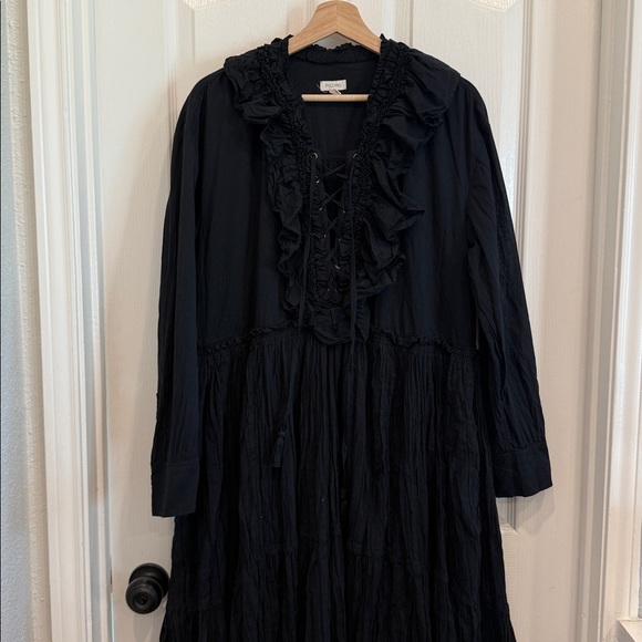 Pilcro Anthropologie ruffle front lace up midi dress - Picture 6 of 8